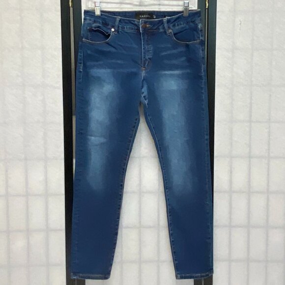 Tahari Denim - Tahari Mid Rise Chloe Fit Solution Stretch Skinny Denim Jeans Faded Medium Wash